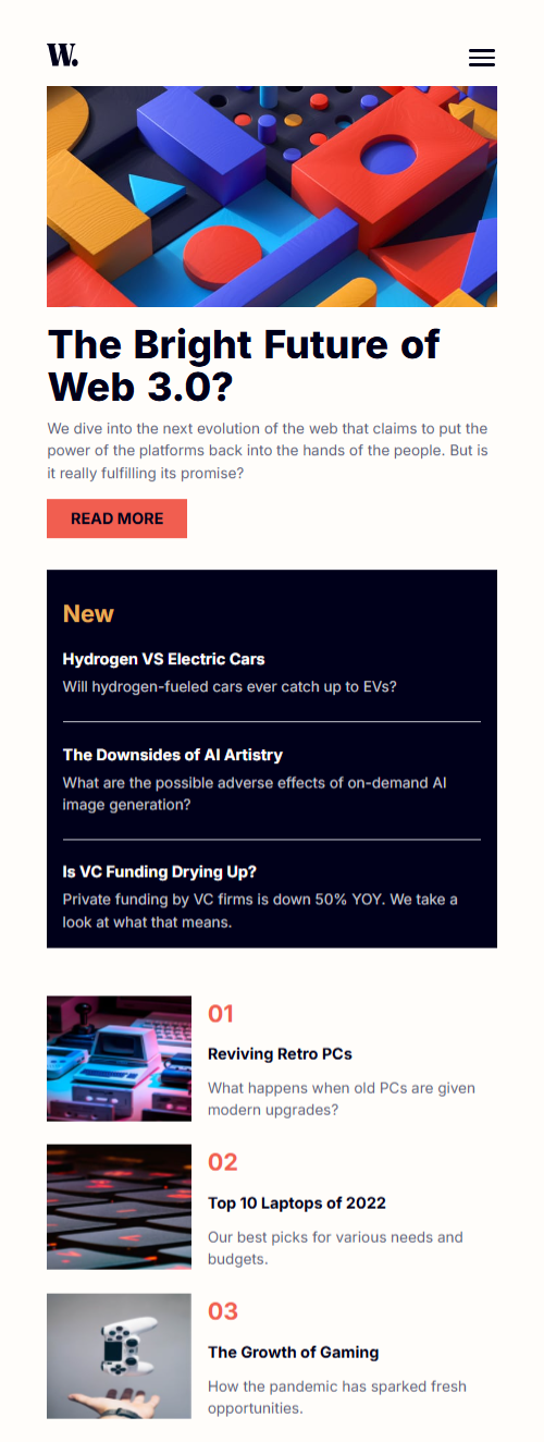 News Homepage mobile preview